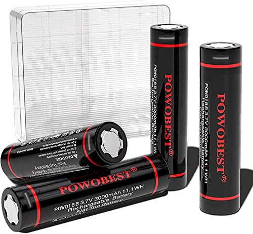 NiMH Wiederaufladbarer Akku POWO18B Mit NiMH Batterieschutzbox,NO:1818-666-888B Batterie 3000mAh perfekt für Taschenlampe, Kamera, kleinen Lüfter, Türklingel, Spielzeug(4er-Pack) [Energieklasse A]