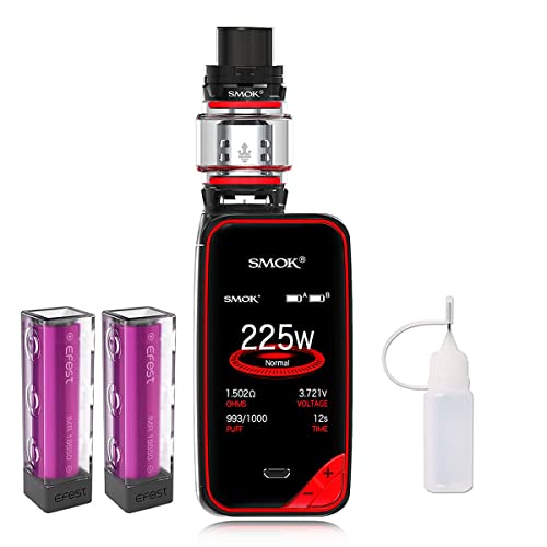 Elektronische Zigarette, Authentic Smok 225W X Priv Kit,Vapes Starter Kit mit 8ml Tank TFV12 Prince Kerne, Batterien und Farbenfroh Screen,Ohne Nikotin, Ohne Flüssigkeit (Schwarz Rot)