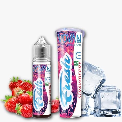 Fresh Aromen im einzigartigen Eis-Design, 60ml Flasche mit 10ml Inhalt – 5 erfrischende Geschmacksrichtunge (Strawberry)