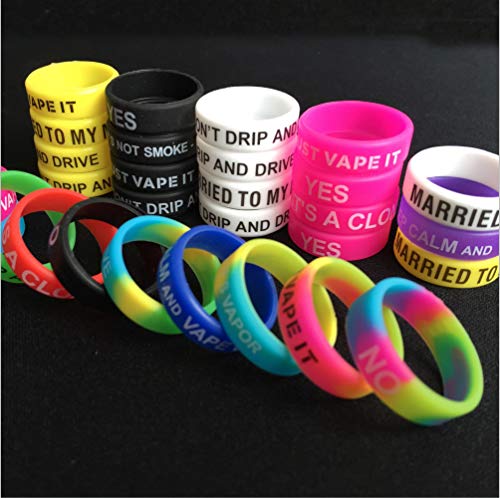 DEKPRO 10PCS Silikon-Schutz-Vape-Bänder Staubdicht Vape Ringe für RDA RBA RTA Mechanische Mods – Zufällige Farbe (10PCS Random Mix Colour(Letters))