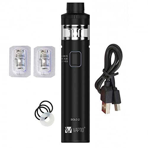 VAPTIO SOLO-II Kit Vape Pen 3000 mAh Eingebauter Akku 50 W Netzwerkspule für 4,0ml All-in-One-Tank Elektronische Zigarette,No E Liquid No Nicotine (Schwarz)