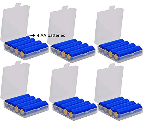 GTIWUNG 6 Stück 18650 Batteriebox aus Kunststoff, Transportbox für Akkus/Batterien, Aufbewahrungsbox für Batterien und Akkus – Akkubox für 18650 AA