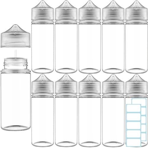 10 x 100ml Fläschchen Leere E-Liquid Tropfflasche Flasche Kurzes Format + 10 Etiketten 100 ml Tropfer Elektronische Zigarette DIY Öl Soße Farbstoff Tinte