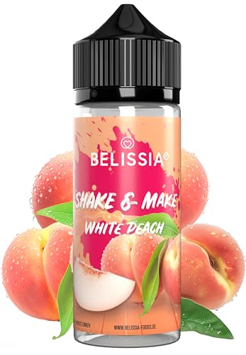 Belissia Shake and Make – White Peach – Hochdosiertes Lebensmittel Aroma 10ml mit praktischer Schüttelflasche zum mischen. Für Lebensmittel, Kochen, Backen, Hobby, Raumerfrischung uvm.